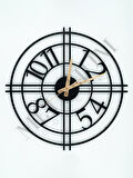 Dekoratif Türkçe Rakamlı Sessiz Siyah Metal Duvar Saati 45x45cm MCS-1215