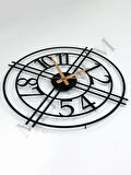 Dekoratif Türkçe Rakamlı Sessiz Siyah Metal Duvar Saati 45x45cm MCS-1215
