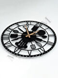 Dekoratif Sessiz Siyah Metal Duvar Saati Mutfak (Çatal Kaşık) Temalı 60x60cm