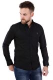 Düğmeli Yaka Uzun Kol Erkek Gömlek