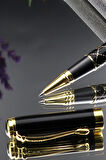 Gold Renk Karo Desen Siyah Roller Kalem