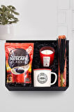 Vintage Kupa & Çilek Kokulu Kırmızı Bardak Mum & Nescafe Classic & Çubuk Tütsü Hediye Seti