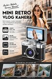 Mini Kamera Dönen Ekran Flaşlı Selfie Video Vlog Kamerası Anahtarlık 1080P+48MP
