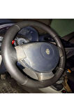 DİKİŞLİ DİREKSİYON KILIFI SİYAH/NOKTALI DERİ SİYAH DİKİŞLİ RENAULT CLİO 2007 sonrası İÇİN