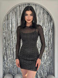 Yonca Moda Evi Boxe Simli Elbise