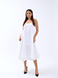 Yonca Moda Evi 7325 ELBİSE-BEYAZ