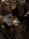 Yonca Moda Evi LEOPAR CEKET - PANTOLON TAKIM  SATEN - Leopar