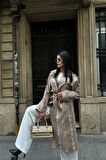 Yonca Moda Evi YILAN DESEN TRENCH - Bej