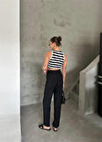 Yonca Moda Evi BEL LASTİK DETAYLI MODAL KUMAŞ PANTOLON - Siyah