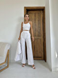 Yonca Moda Evi Ekru Askılı Büstiyer Ceket Ve Pantolon Takım
