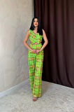 Yonca Moda Evi Yeşil Pullu Yelek Ve Pantolon Takım