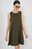 Yonca Moda Evi 2444 Mini Keten Elbise - Haki