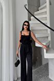 Yonca Moda Evi JAKARLI BLUZU TASARIM DETAYLI CEKET-PANTOLON-BLUZ 3 LÜ TAKIM - Siyah
