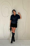 Yonca Moda Evi Mavi Kot Bluz