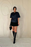 Yonca Moda Evi Mavi Kot Bluz