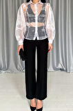 Yonca Moda Evi Siyah Yaka Bluz Ve Pantolon Siyah