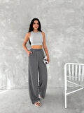 Yonca Moda Evi Ayrobin Oversize Pantalon - Füme