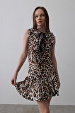 Yonca Moda Evi Leopar Desen Mini Etek - Leopar