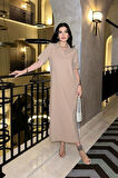 Yonca Moda Evi Manque Polo Yaka Yırtmaçlı Elbise 2689-8
