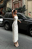 Yonca Moda Evi Trisha Sırt Dekolteli Keten Elbise 2496-20 ELBİSE