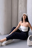 Yonca Moda Evi Kadın Scuba Krep Likralı Yan Fermuarlı Lastikli Harem Pantolon