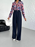 Yonca Moda Evi Poly Viscose Full Lycra Arka Bel Lasti̇k Detayli Palazzo Pantolon