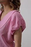 Yonca Moda Evi Bebe Yaka Yanları Bağlamalı Bluz - Pembe