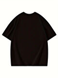 Yonca Moda Evi Thousand Baskılı Oversize Bisiklet Yaka T-shirt - Siyah