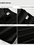 Yonca Moda Evi Baskılı Oversize Bisiklet Yaka T-shirt - Siyah