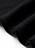 Yonca Moda Evi Baskılı Oversize Bisiklet Yaka T-shirt - Siyah
