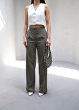 Yonca Moda Evi Arkasi Lasti̇kli̇ Pi̇leli̇ Dökümlü Wide Leg Pantolon