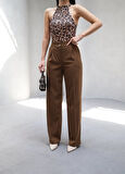 Yonca Moda Evi Arkasi Lasti̇kli̇ Pi̇leli̇ Dökümlü Wide Leg Pantolon