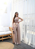 Yonca Moda Evi Keten Önü Çapraz Parçali Lasti̇kli̇ Ve Bağcikli Geni̇ş Paça Pantolon