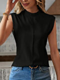 Yonca Moda Evi Kadın Kısa Reglan Kollu Yarı Balıkçı Yaka Ithal Krep Bluz
