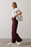 Yonca Moda Evi Kemerli Cargo Pantolon - Bordo