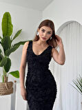 Yonca Moda Evi Kren Gül Detaylı Elbise
