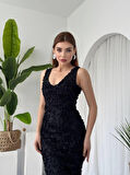 Yonca Moda Evi Kren Gül Detaylı Elbise