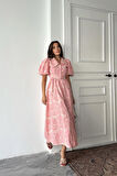 Yonca Moda Evi Pembe Bebe Yaka Balon Kollu Elbise