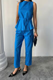 Yonca Moda Evi KETEN BLUZ - PANTOLON TAKIM MASSİMO MODEL  SCREAT KUMAŞ - Saks