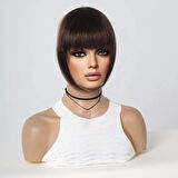 Yonca Moda Evi Yoğun Gerçek Saç Perçem / Koyu Kestane - 582533-1453