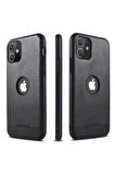 iPhone 13 Pro Uyumlu Logo Bölmeli Deri Tasarım Kılıf