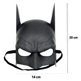 Siyah Renk Çocuk Boy Arkadan Lastikli Batman Maskesi A Kalite 20x14 Cm