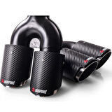Akrapoviç 90 mm Çiftli Egzoz Ucu - Krom İç, Mat Karbon DUAL Uyumlu