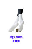 2 ÇİFT YOGA PİLATES ÇORABI KADIN SİLİKON KAYMAZ TABAN PAMUKLU SOKET TENİS ÇORAP ALTI HAVLULU BEYAZ