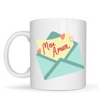 Meu Amor Tasarımlı Porselen Kupa Model 11 - Romantik Kalp Desenli Sevgili Kupası - Özel Tasarım Kahve & Çay Kupası