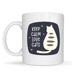 Keep Calm Love Cats Kedi Temalı Porselen Kupa MODEL 56 – Sevimli Tasarım , Kahve & Çay Kupası