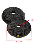 Kumtel Uyumlu Yeni Aspiratör Karbon Filtresi 16 CM 3 Tırnaklı