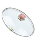 Tencere Sahan Tava Cam Kapağı Kapak 26 cm Pembe Tutma Tepesi