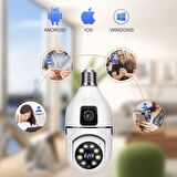 Full HD Çift Kameralı Ampule Takılan Hareketli Kablosuz Wifi İp Güvenlik Kamerası
