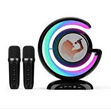 YS 110 RGB LED Işıklı Karaoke Mikrofonlu Taşınabilir Kablosuz Hoparlör SİYAH